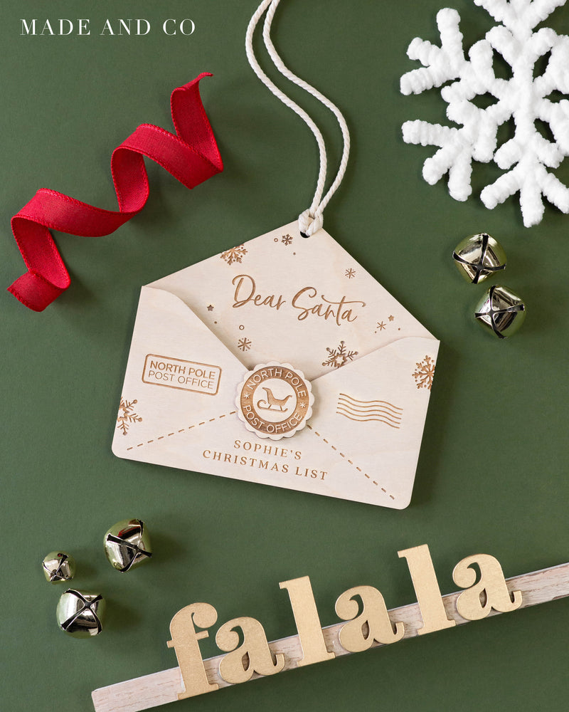Christmas Wishlist Ornament | Letter to Santa | Wooden Decor