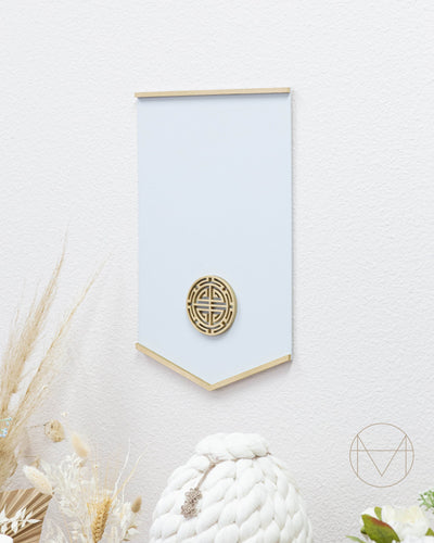 Medallion Wood Banner 82 | Gold Spray Painted | Sweet Pea