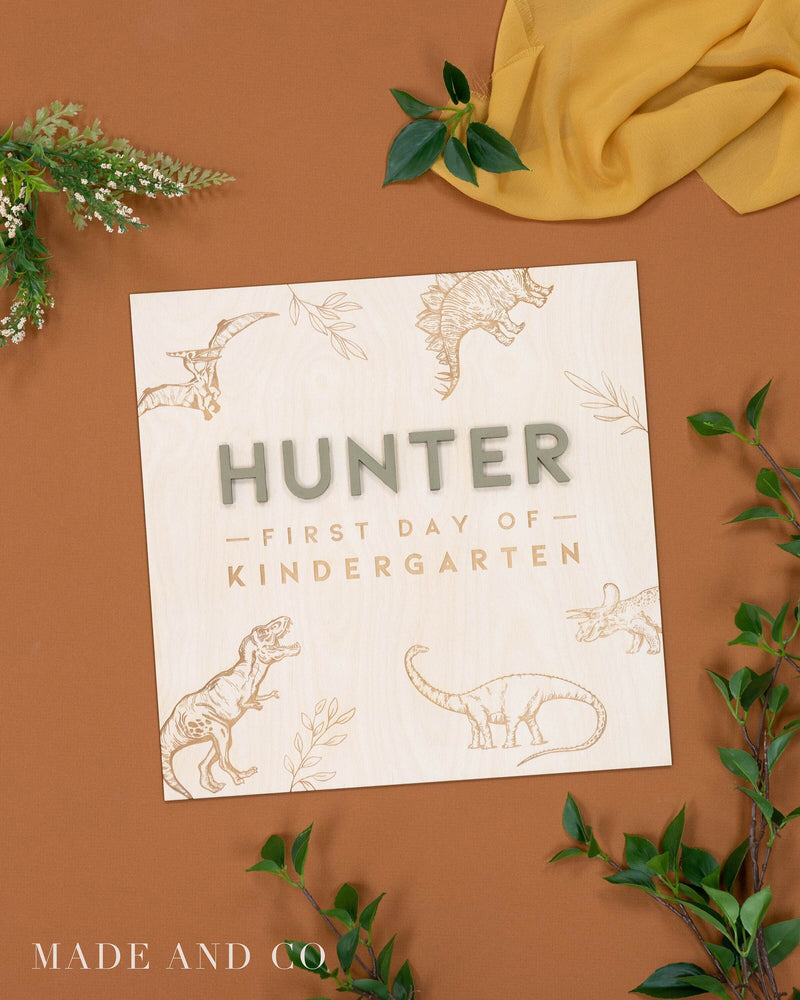 Name Sign 20 | Dinosaur Theme | Safari Wooden Sign