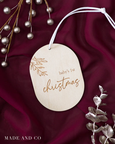 Gift Tag 35 | Baby's First Christmas Ornament | Wooden | Engraved