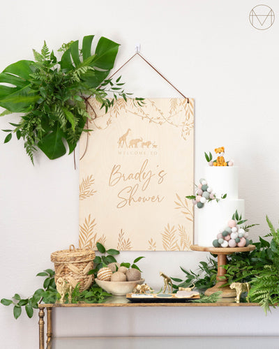 Name Sign 17 | Safari Baby Shower | Wooden Welcome Sign