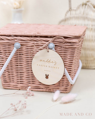 Gift Tag 17 | Easter Bunny | Wooden Basket Tag