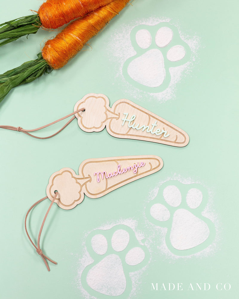 Easter Gift Tag 16 | Carrot Design | Wood | Acrylic