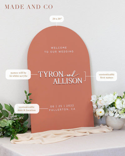 Wedding Sign 1 | Welcome Sign | Wedding Decor | Arched Painted Wooden Sign